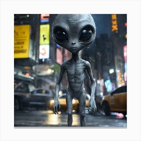 Alien In New York City Canvas Print