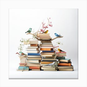 Birds On Books Canvas Print