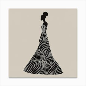 Silhouette Of A Woman In A Dress 2 Canvas Print