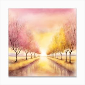 Peaceful Watercolor Of A Picturesque Scene Canvas Print