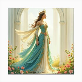 Regal Empress In A Watercolor Serene Glade 1 Canvas Print