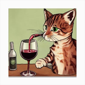 Cat Drinking Wine For One Cat Drinking Wine Art Print Canvas Print