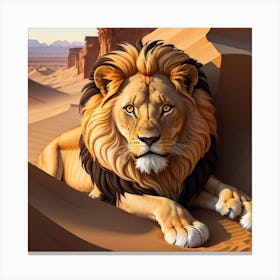 Lion In The Desert 2 Canvas Print