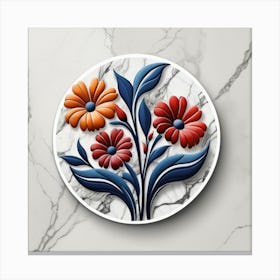 Flowers On A Marble Plate Canvas Print