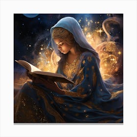 Muslim Woman Reading A Book Canvas Print