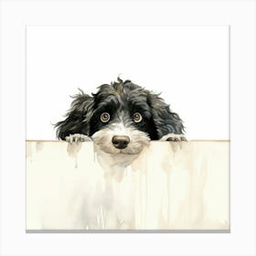 Little Dog Peeking Over The Wall 3 Canvas Print