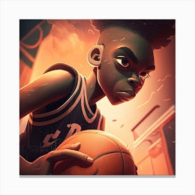 Basketball Player Holding A Basketball Canvas Print