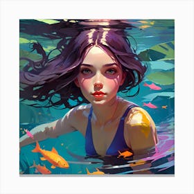 Mermaid Loves To Swim Canvas Print