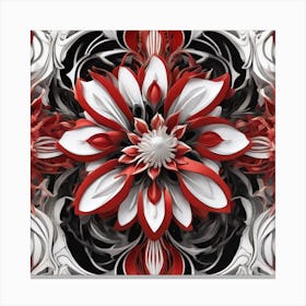 Red And White Abstract Flower Canvas Print