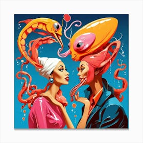 Octopus Lovers 1 Canvas Print