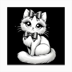 Cute Cat With Bow Canvas Print