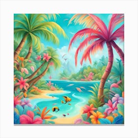 Tropical Beach Scene Canvas Print