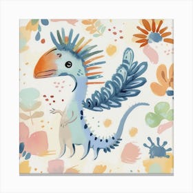 Archaeopteryx Dinosaur Muted Pastels Pattern 1 Canvas Print