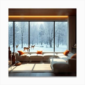 Living Room With Deer Canvas Print