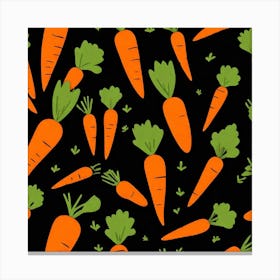 Carrots On Black Background 7 Canvas Print