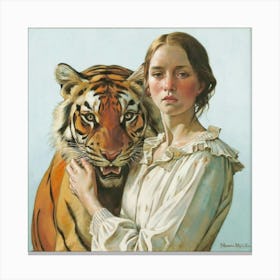 Girl With A Tiger 1 Canvas Print