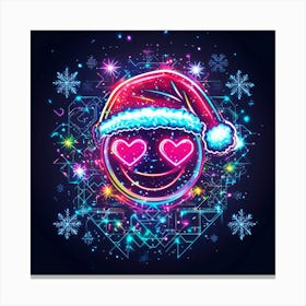 Vector Illustration Glowing Neon Emoji Face With 1 Lienzos