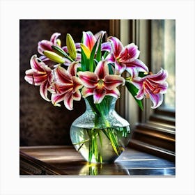 Lilies In A Vase 4 Canvas Print