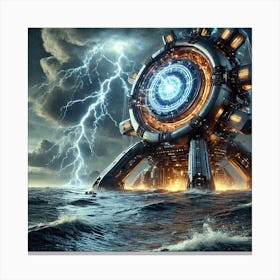 A High Tech, Sci Fi Scene Of The Oceanic Tempest G Canvas Print