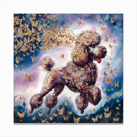 Poodle With Butterflies Canvas Print