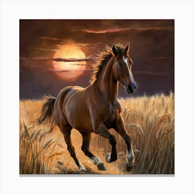 Horse In The Wheat Field 2 Canvas Print