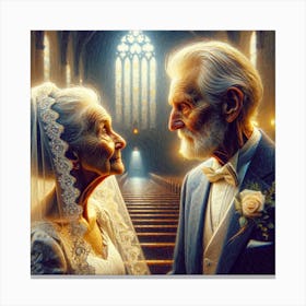 Elderly Couple Getting Married Canvas Print