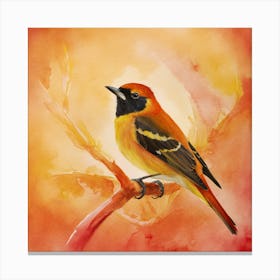 Sunset Serenade: Ethereal Watercolor of an American Redstart in Nature's Embrace 3 Canvas Print