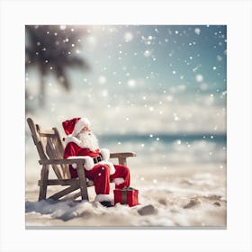 Santa Claus Sitting On A Beach Chair Canvas Print