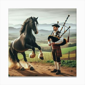 Horse And Bagpipes Canvas Print