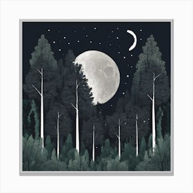 Moon And Forest Canvas Print
