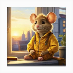 Default Childrens Illustration A Brownhaired Mouse Sitting By 1 2 Canvas Print