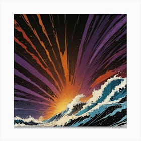 Sunset Over The Ocean 3 Canvas Print