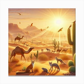 Desert Sunrise Wildlife 1 Canvas Print