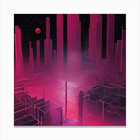 Abstract Futuristic Scene With Geometric Structures And Luminous Core Cosmic Radiation: Futuristic Abstract Wall Art for Space-Inspired Decor Canvas Print