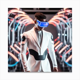 Futuristic Man In White Suit 2 Canvas Print