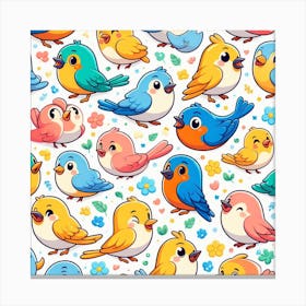 Cute Birds Seamless Pattern Canvas Print