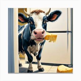 Cow Eating Cheese Canvas Print