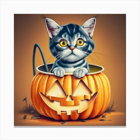 A cat celebrating Halloween Canvas Print