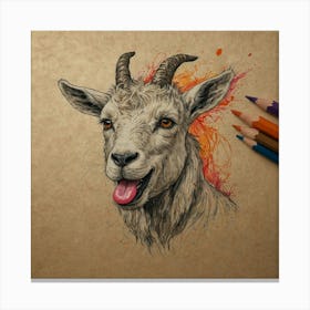 Goat Drawing 13 Canvas Print