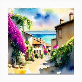 Watercolor Of A Street Canvas Print