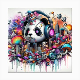 Panda Bear With Headphones 1 Canvas Print