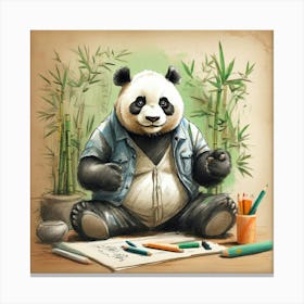 Panda Drawing Canvas Print