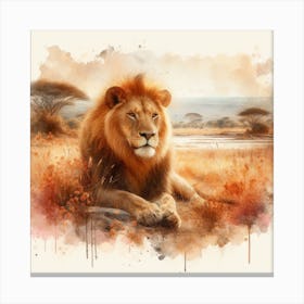 Lion Watercolor Painting 2 Canvas Print