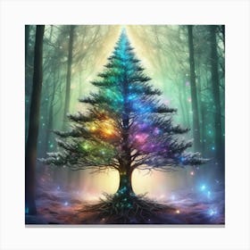 Christmas Tree In The Forest 41 Canvas Print