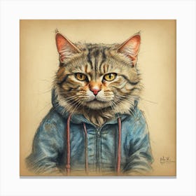 Cat In A Hoodie Canvas Print