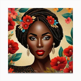 Black Woman With Flowers 2 Canvas Print