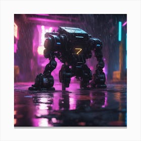 Robot In The Rain 2 Canvas Print