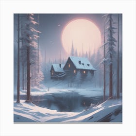 House In The Snow Canvas Print