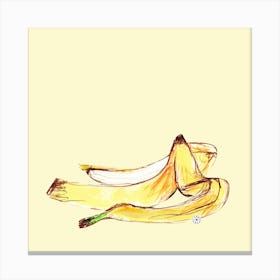 Banana Peel 1 - drawing hand drawn square yellow food kitchen Canvas Print
