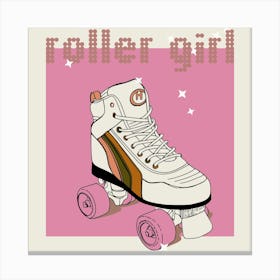 Celebrate The 80s Roller Girl Square Canvas Print